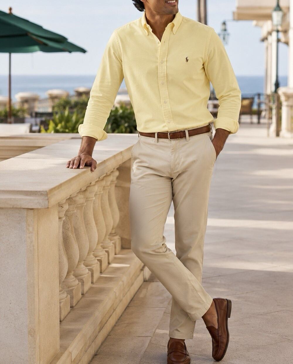 Ralph Lauren Men’s 16.5 34/35 Yellow Oxford Button Down Shirt Classic Fit Pony